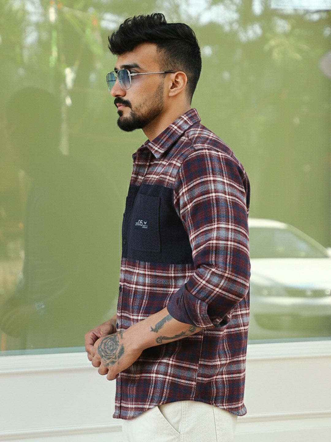Thunderbird Maroon Check Full Sleeve Shirt