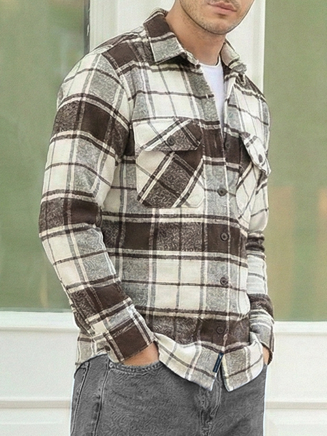 Frame Theory Dark Brown Check Full Sleeve Shirt