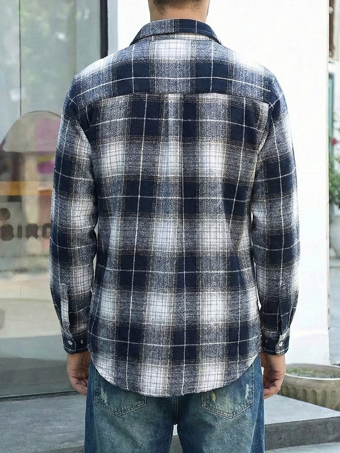 Fabric Theory Navy Check Full Sleeve Shirt