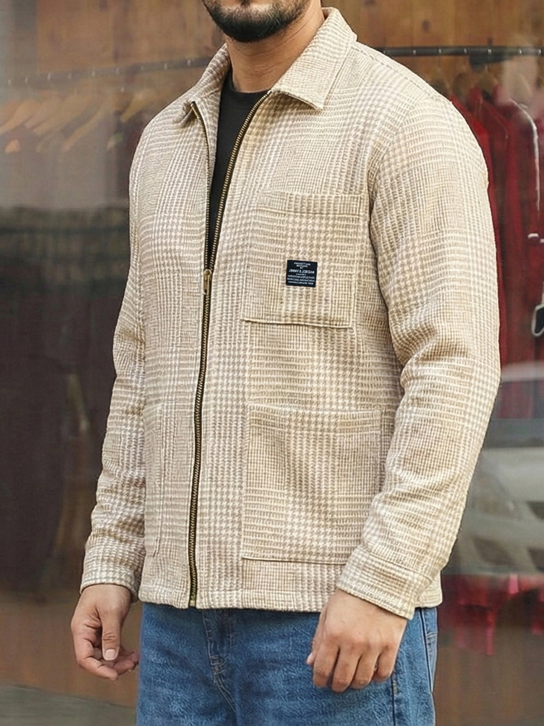 Core Atelier Beige Ribbed Shacket