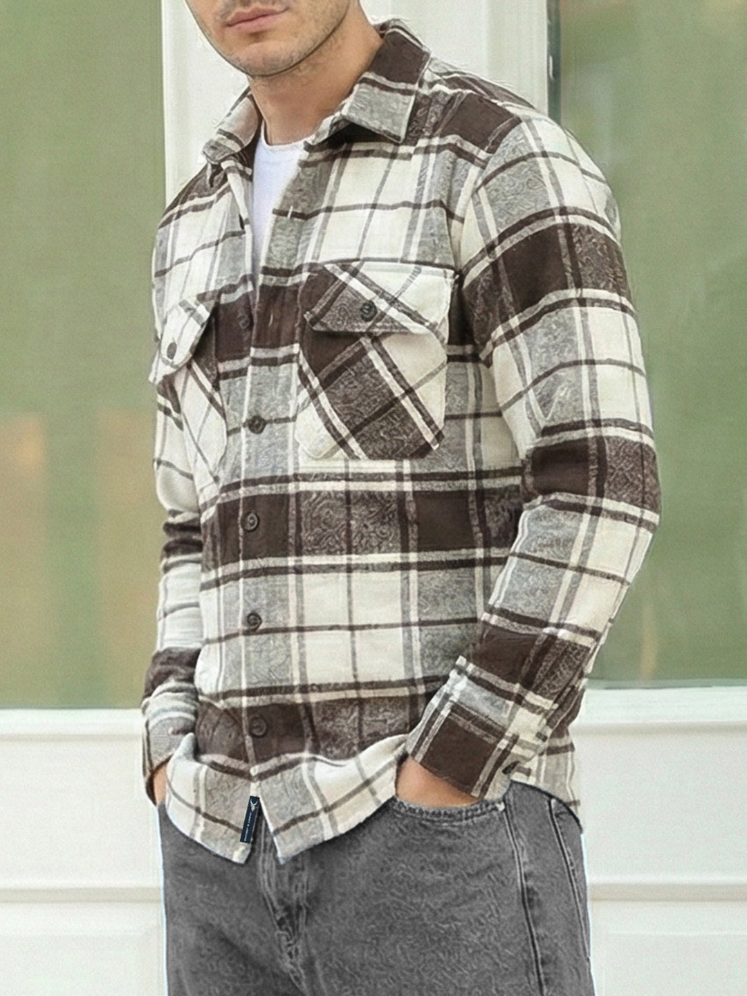 Frame Theory Dark Brown Check Full Sleeve Shirt