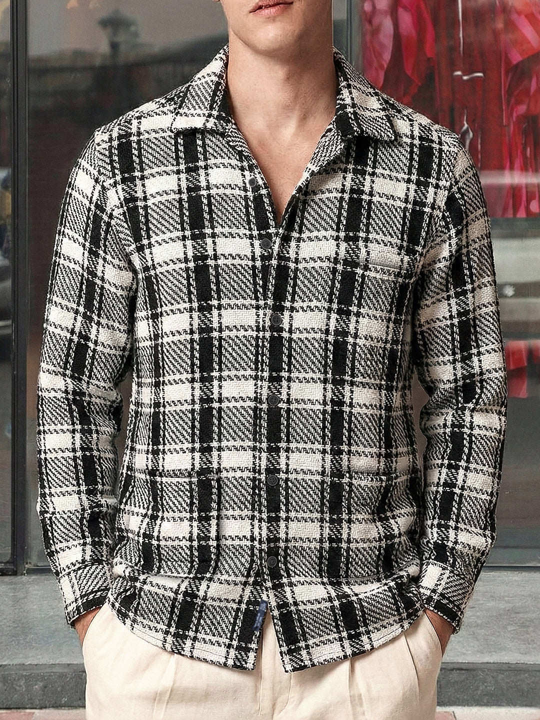 Crosshatch White Check Shacket