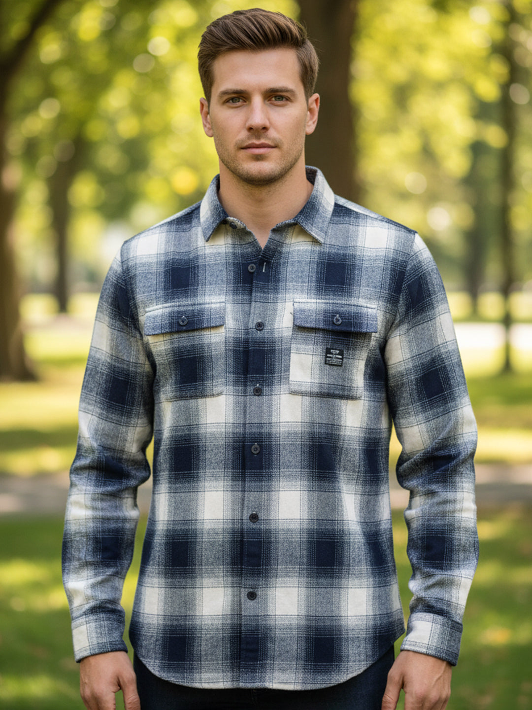 Afterdark Dark Blue Check Full Sleeve Shirt