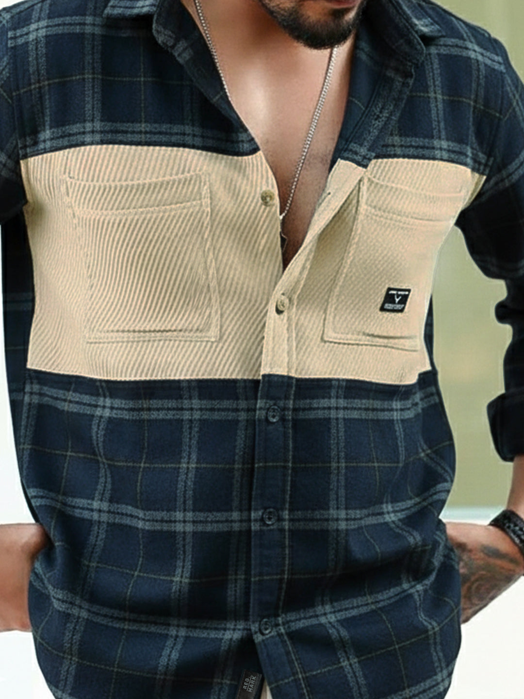 Thunderbird Dark Blue Check Full Sleeve Shirt