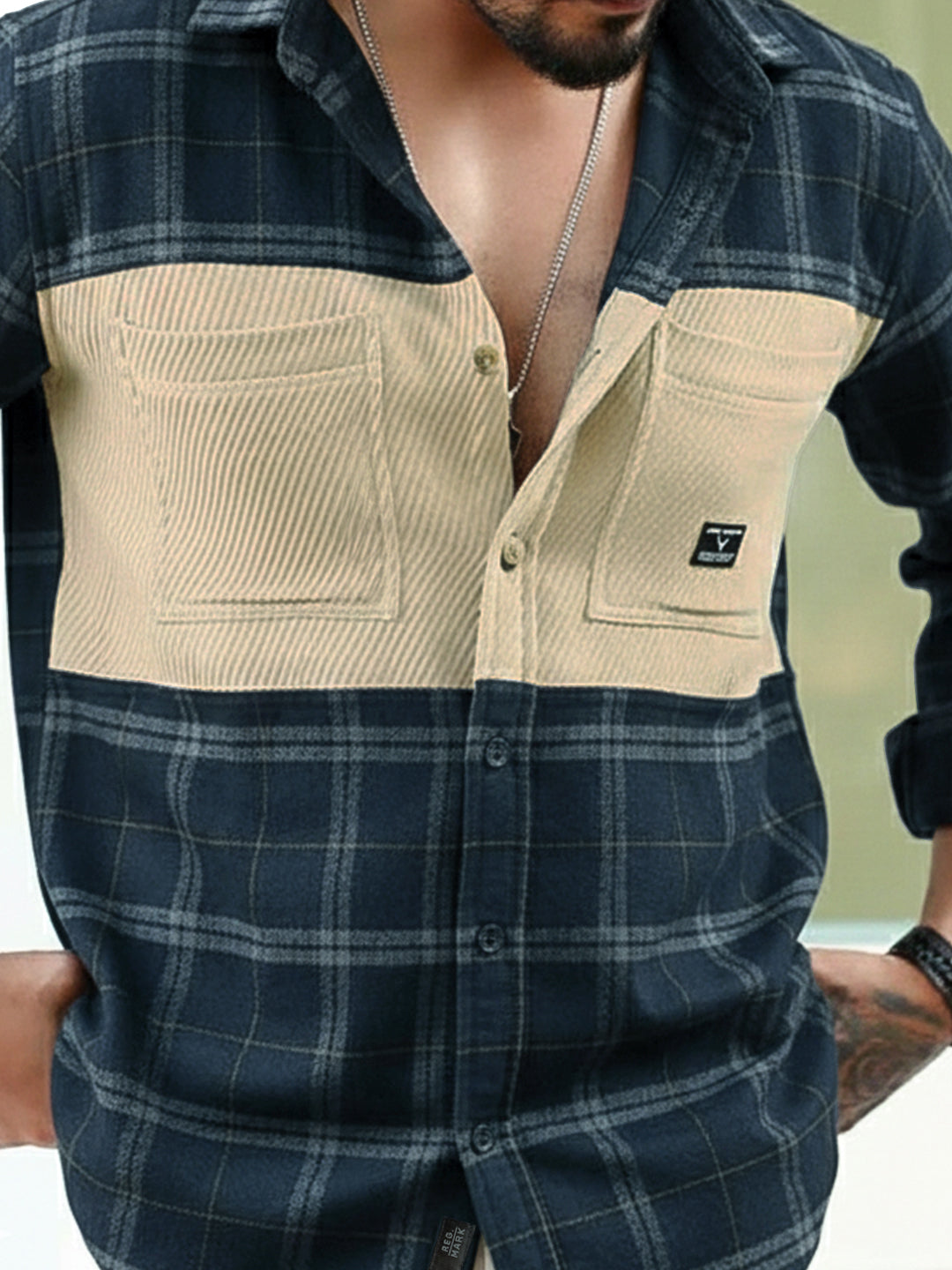 Thunderbird Dark Blue Check Full Sleeve Shirt