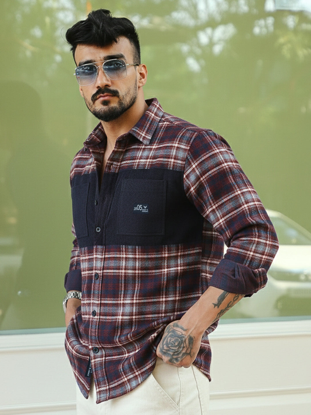 Thunderbird Maroon Check Full Sleeve Shirt