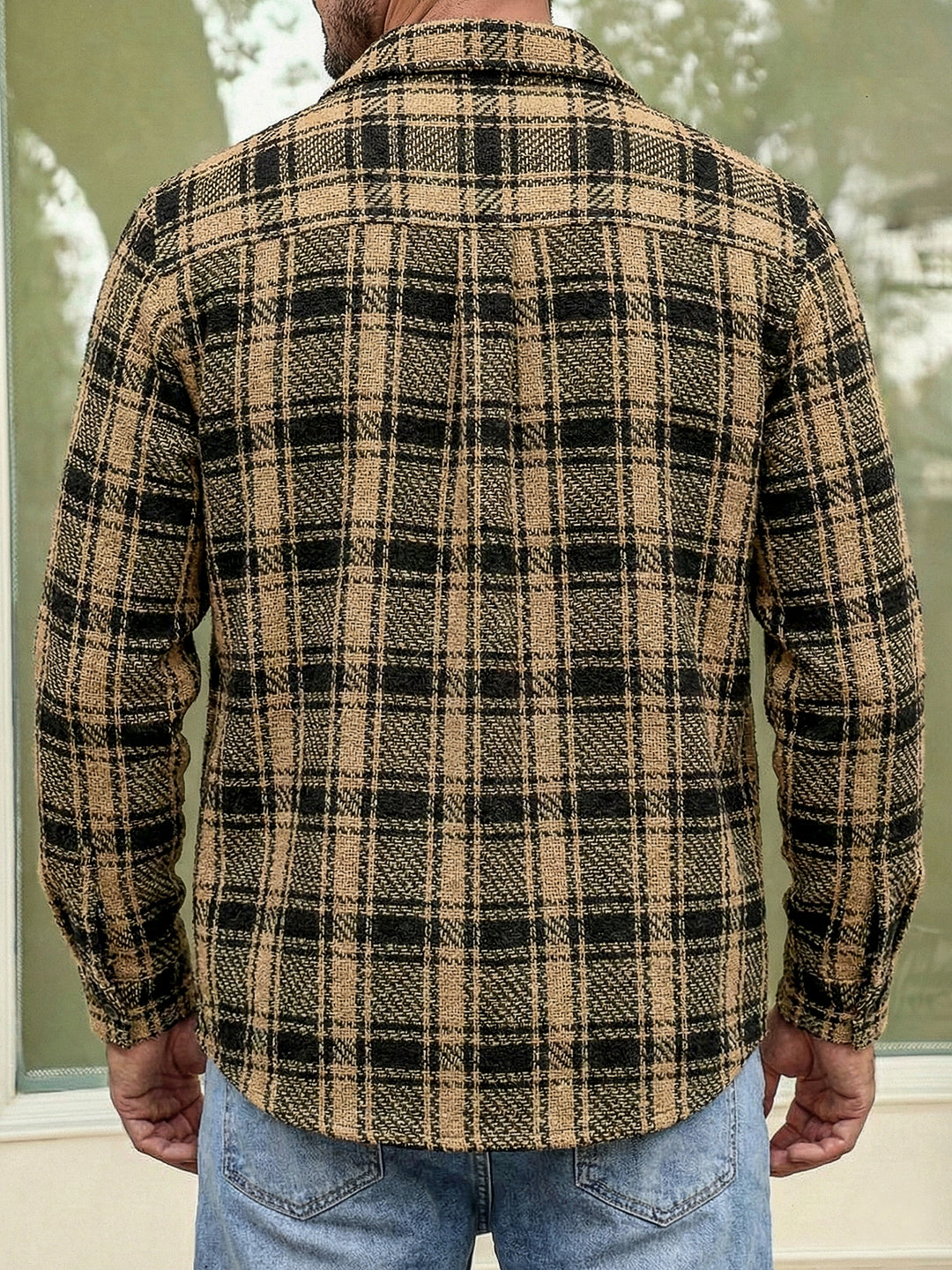 Crosshatch Camel Brown Check Shacket