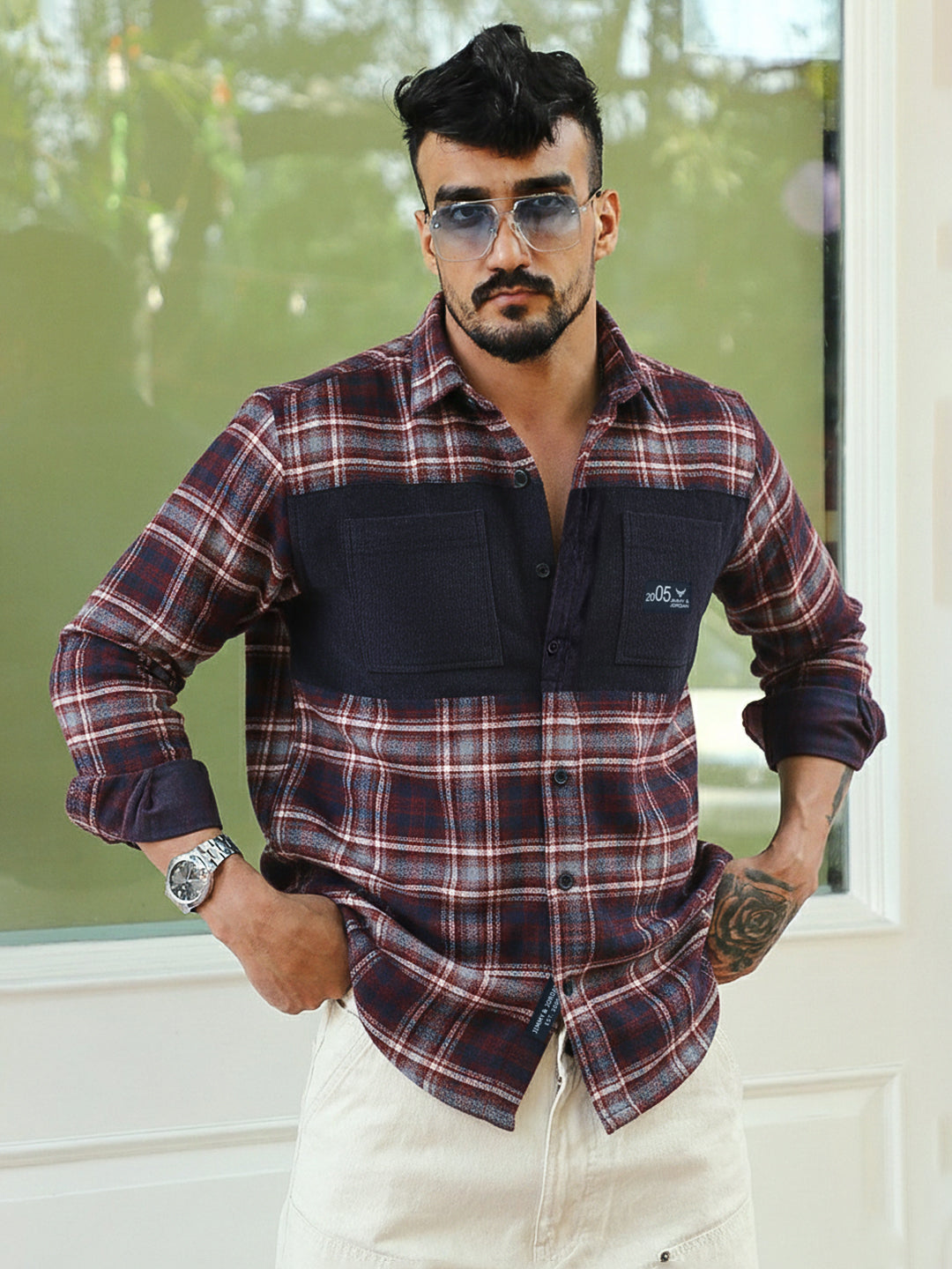 Thunderbird Maroon Check Full Sleeve Shirt