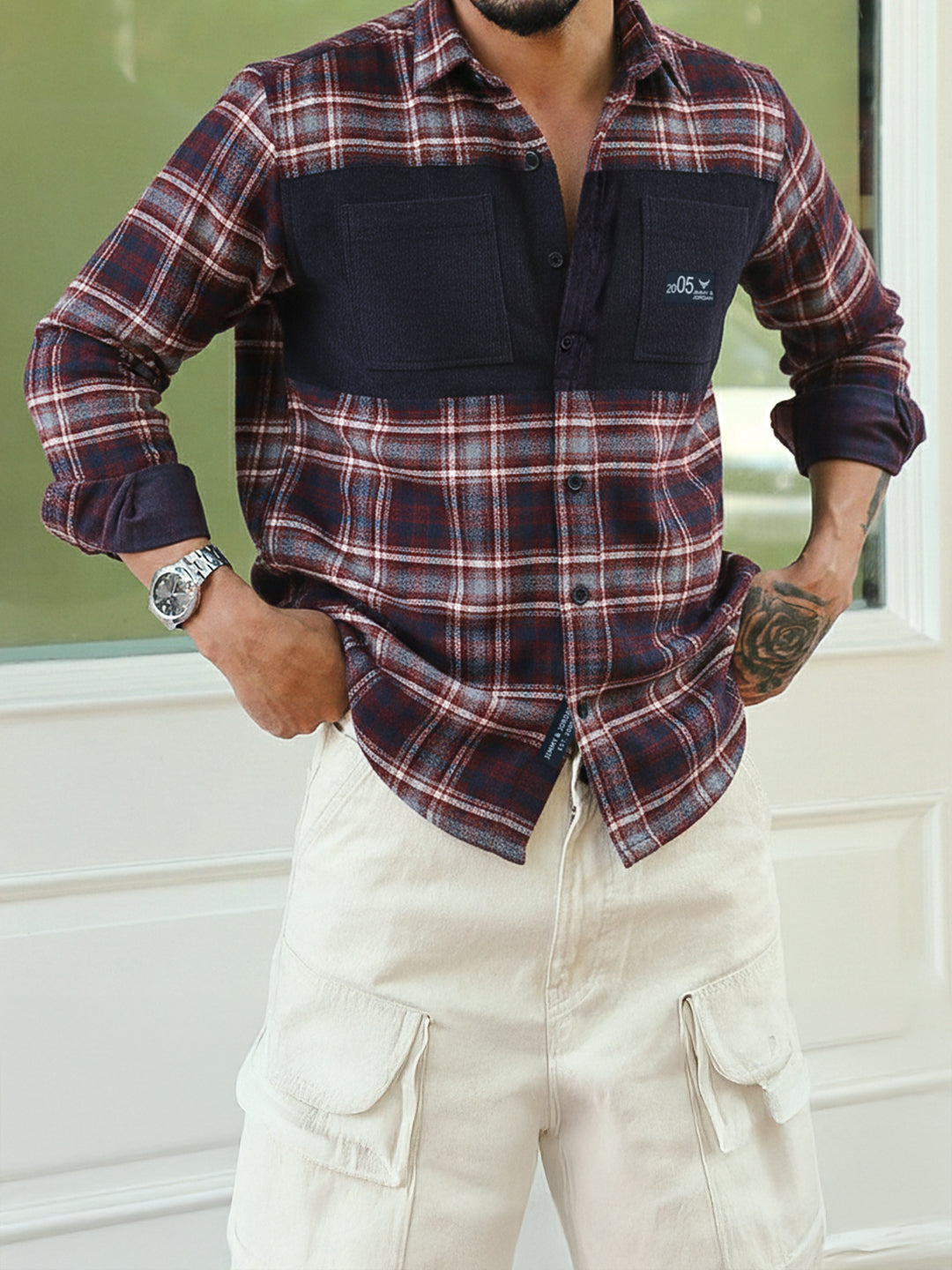 Thunderbird Maroon Check Full Sleeve Shirt