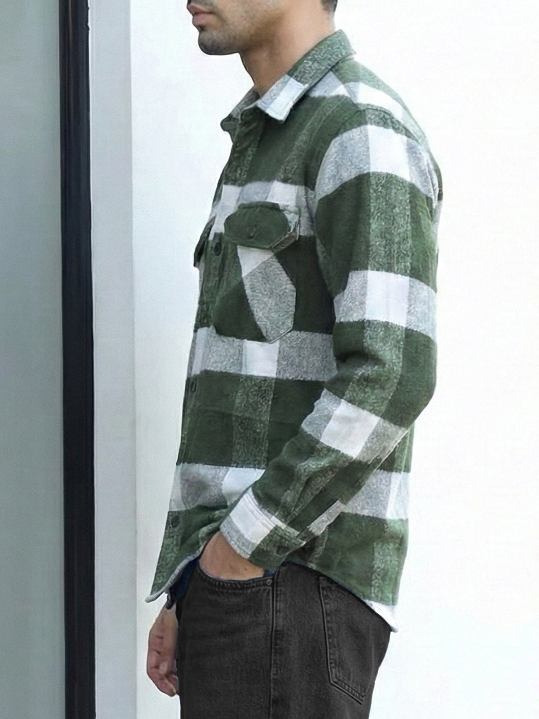 Frame Theory Olive Check Full Sleeve Shirt