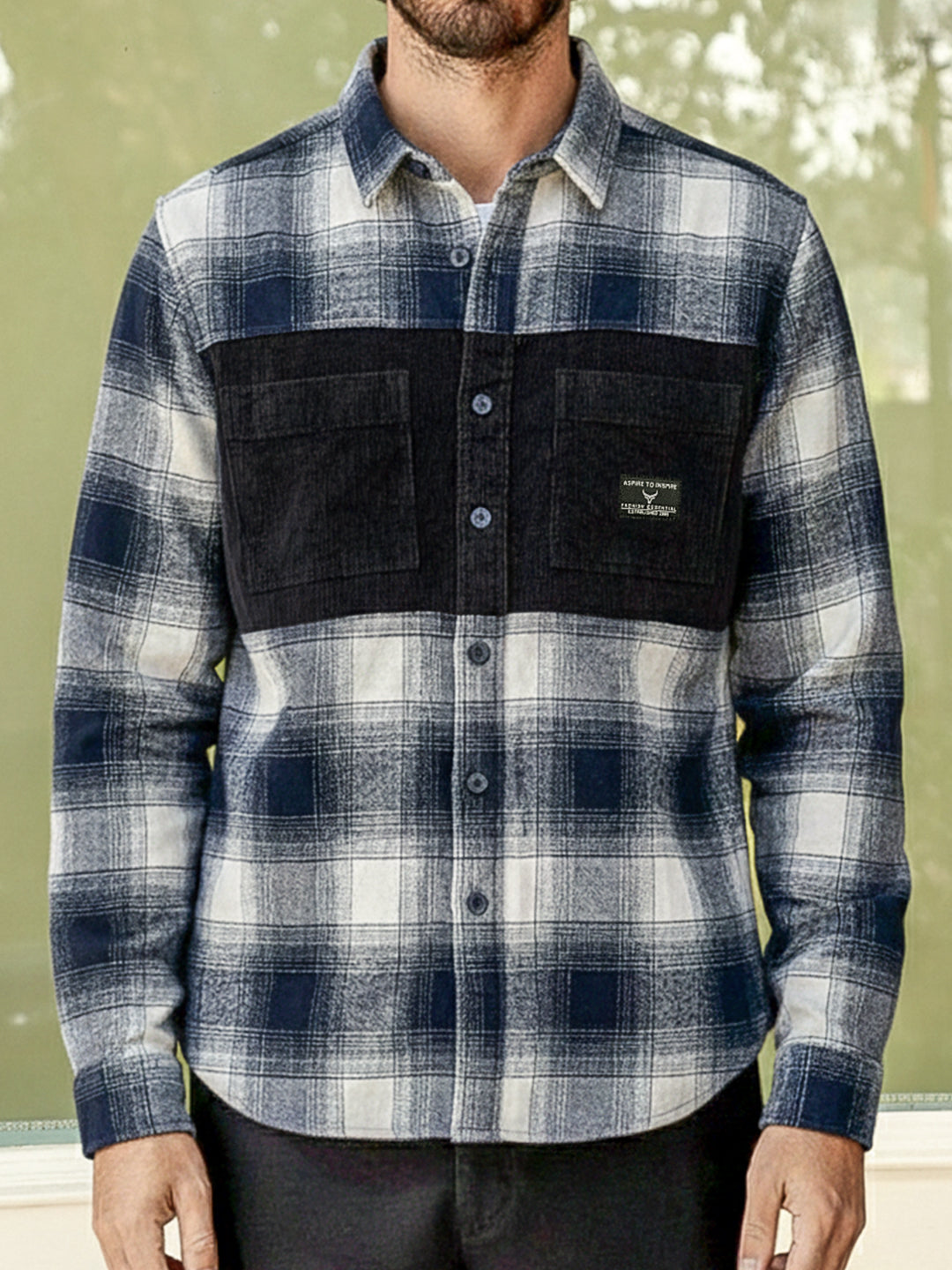 Thunderbird Navy Blue Check Full Sleeve Shirt