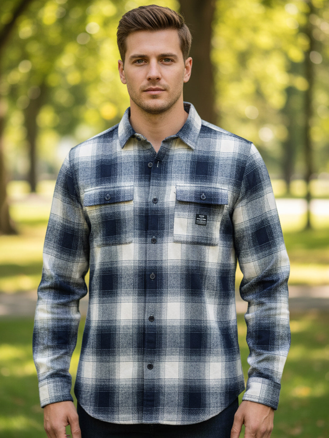 Afterdark Dark Blue Check Full Sleeve Shirt