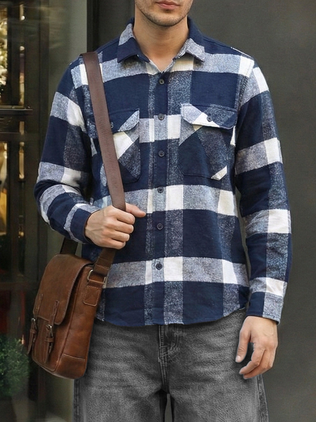 Frame Theory Dark Blue Check Full Sleeve Shirt