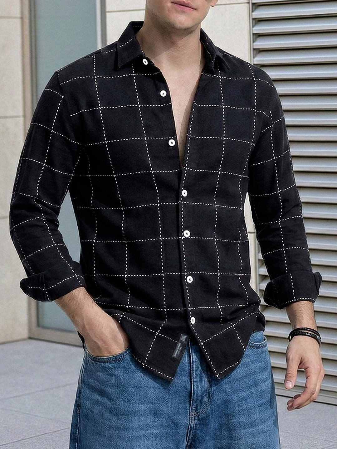Skywave Black Check Full Sleeve Shirt