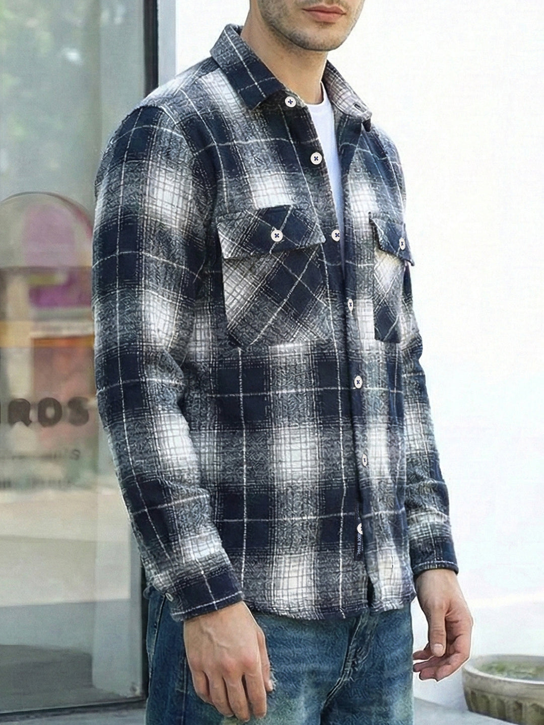 Fabric Theory Navy Check Full Sleeve Shirt