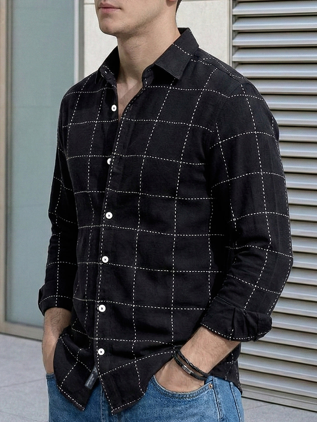 Skywave Black Check Shirt – Bold Patterns, Classic Fit