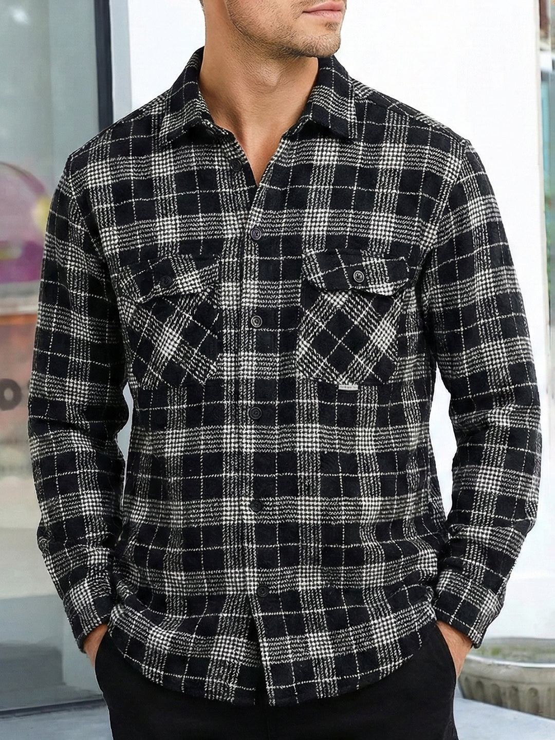 Lowbetween Black Check Full Sleeve Shirt