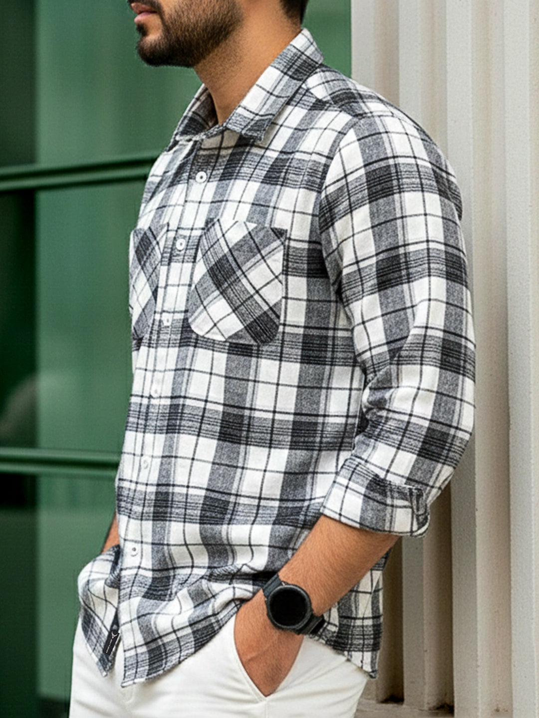 Old Town Black Check Full Sleeve Shirt