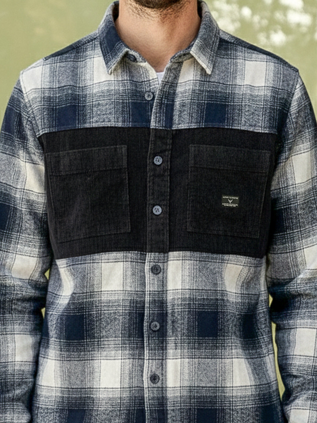 Thunderbird Navy Blue Check Full Sleeve Shirt