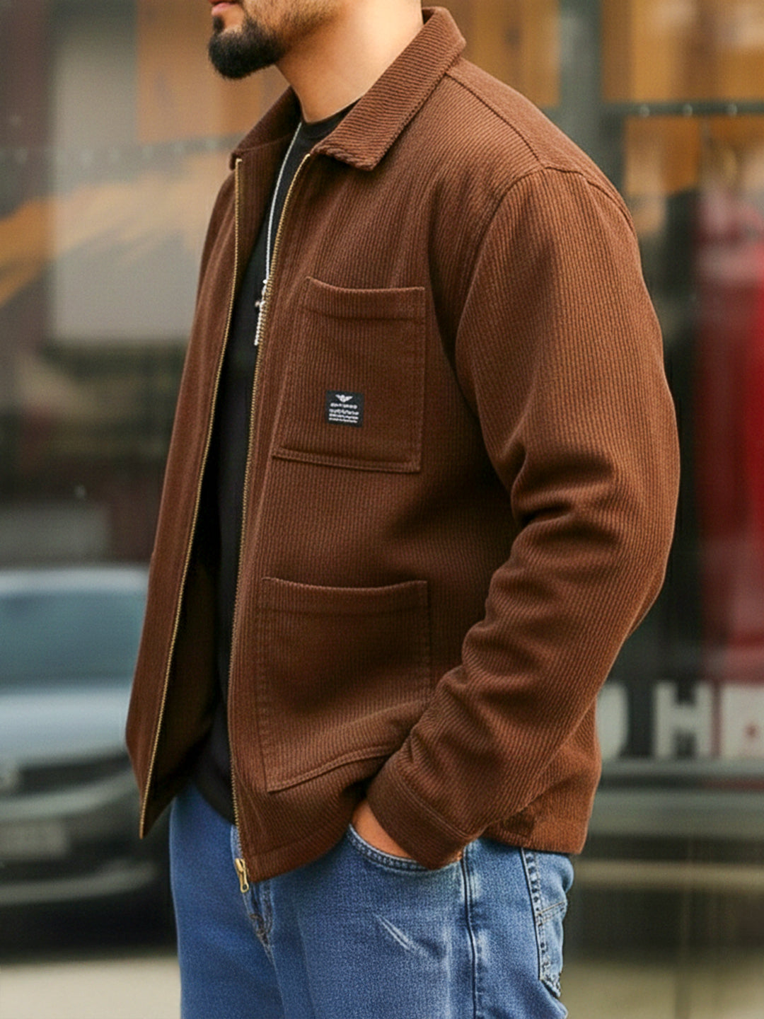 Sandstone Heritage Brown Ribbed Shacket