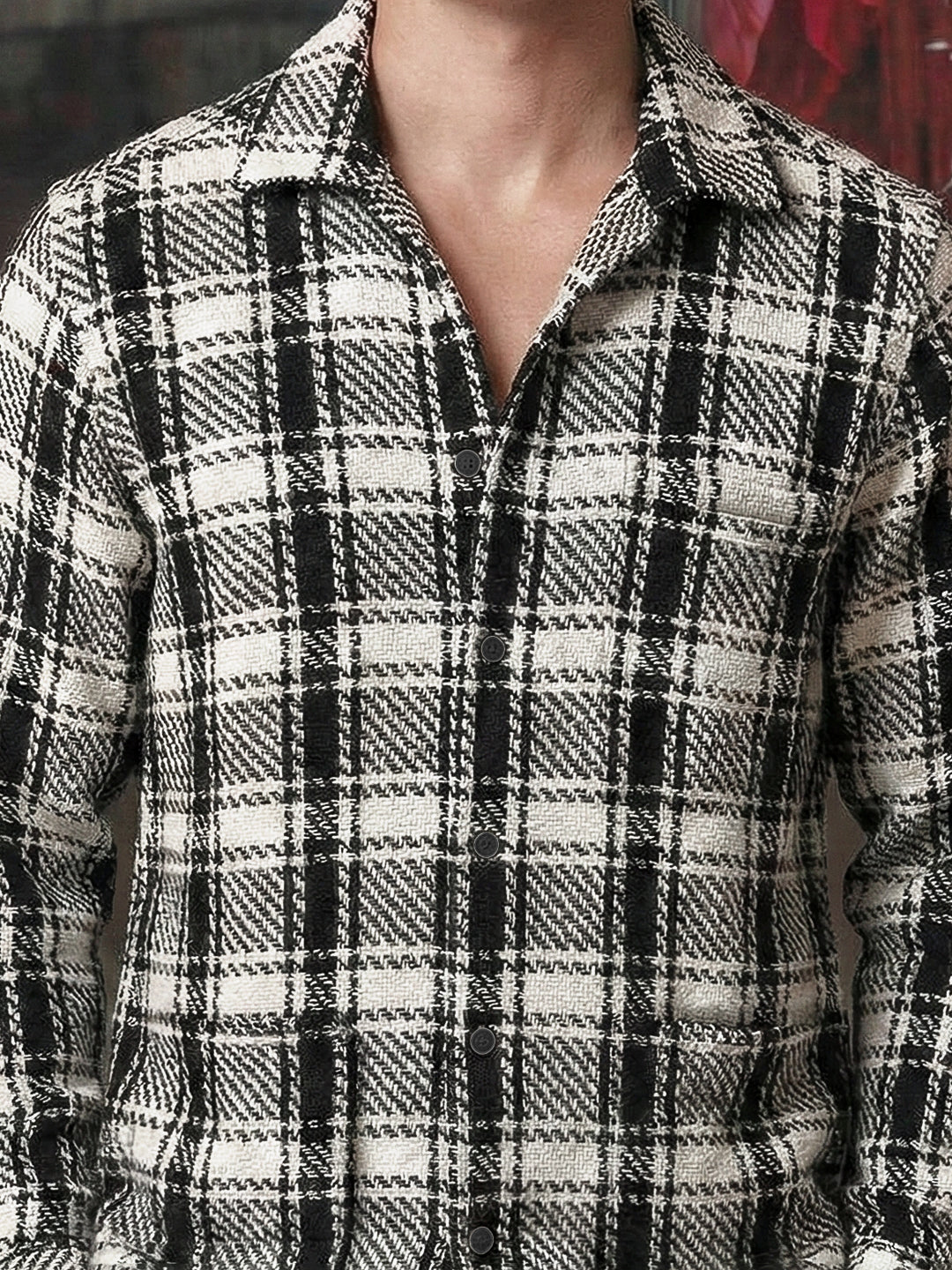 Crosshatch White Check Shacket