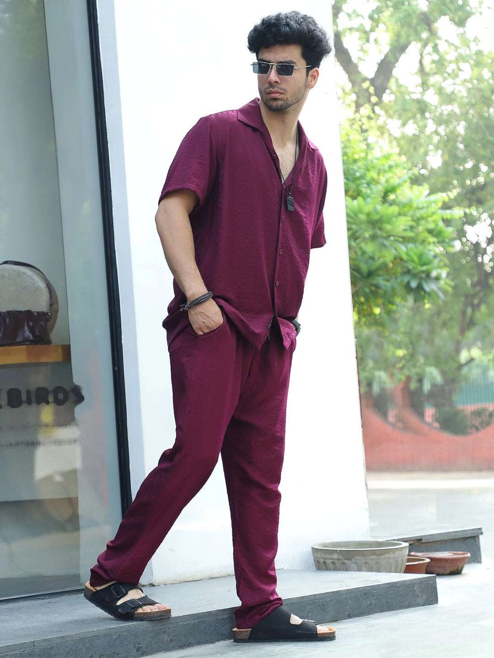 Linen Atlantica Maroon Co-Ord Set - Image 2
