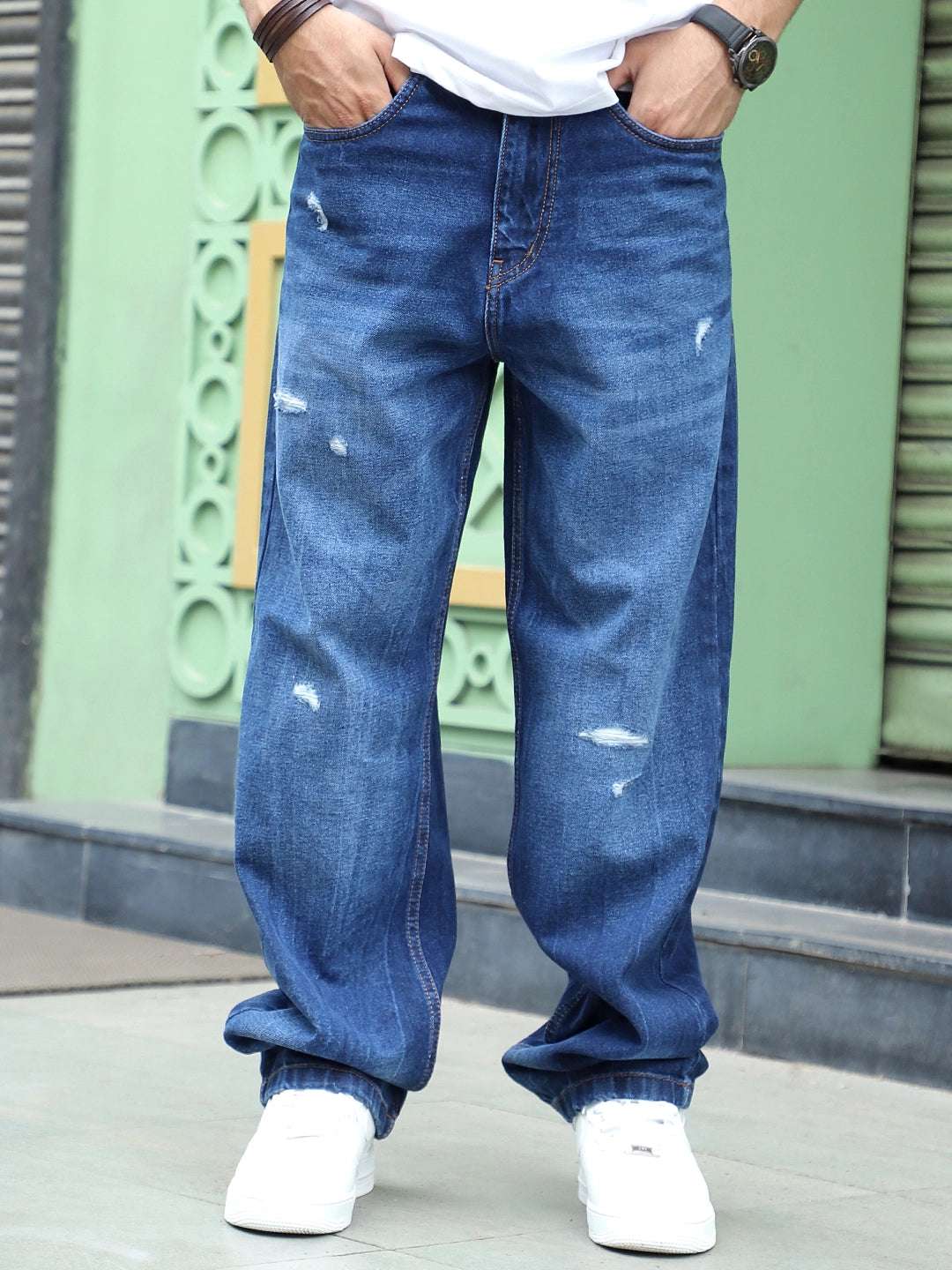 IronStitch Indigo Blue Baggy Fit Denim Jeans