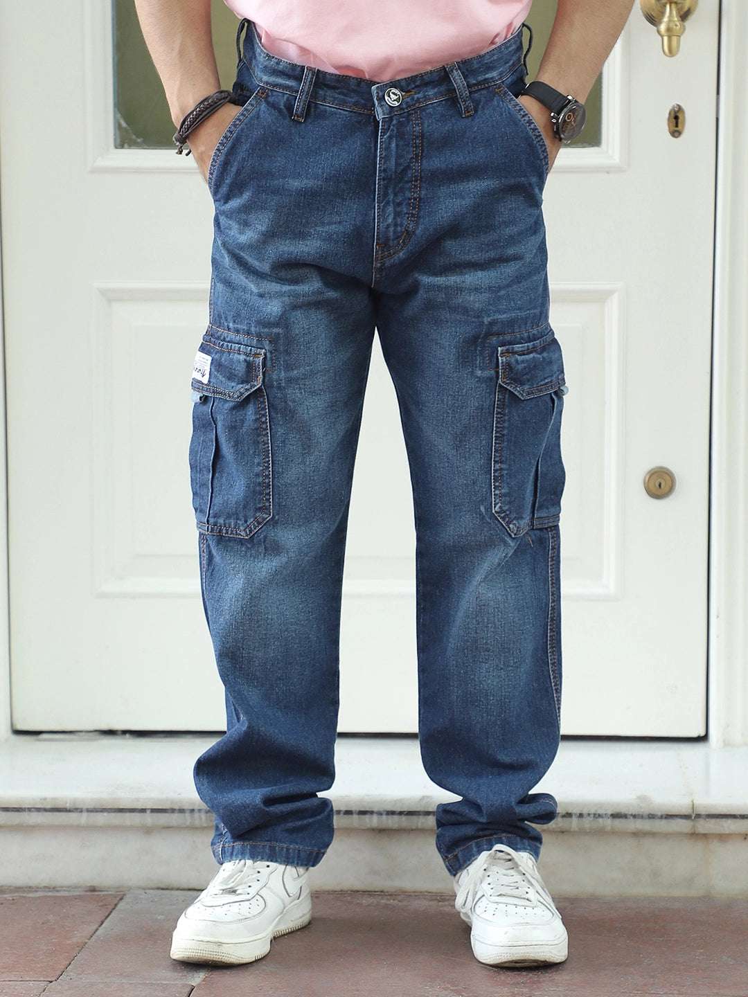 Vireon Blue Baggy Fit Denim Cargo