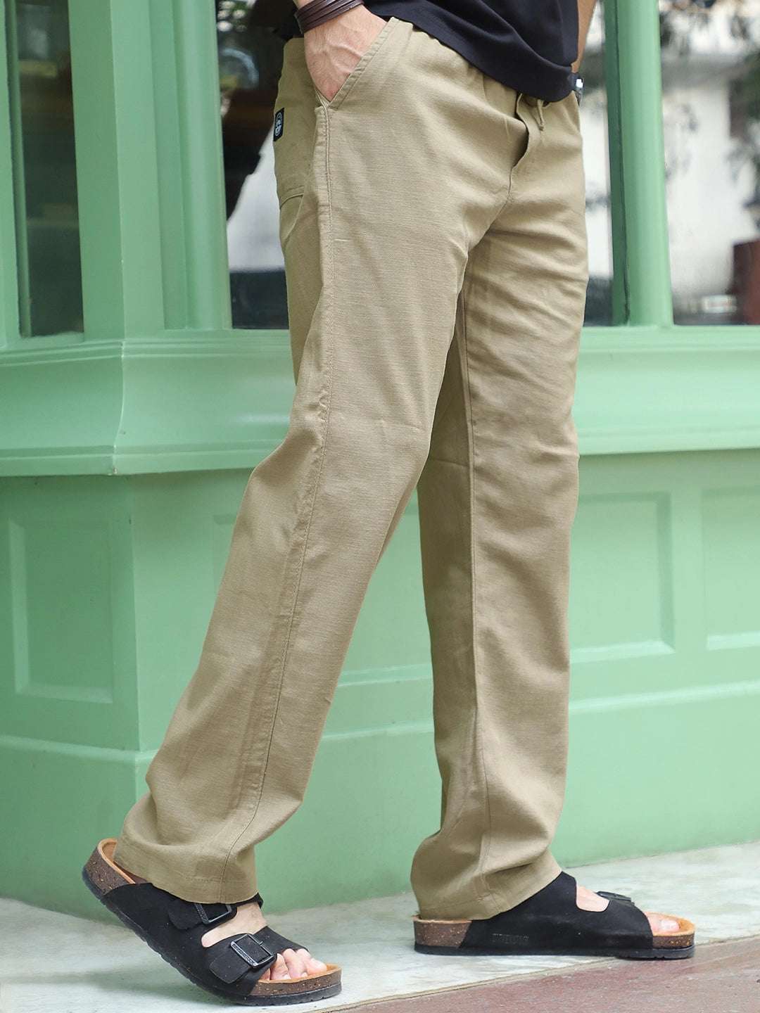 Cravern Beige Baggy Fit Cotton Trouser