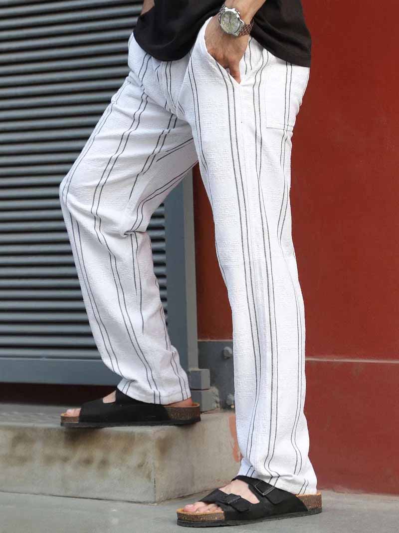 Zayden White Stripe Baggy Fit Trouser
