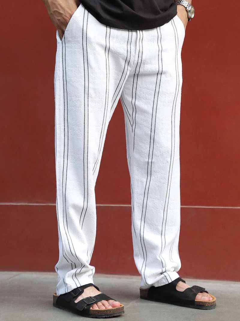 Zayden White Stripe Baggy Fit Trouser