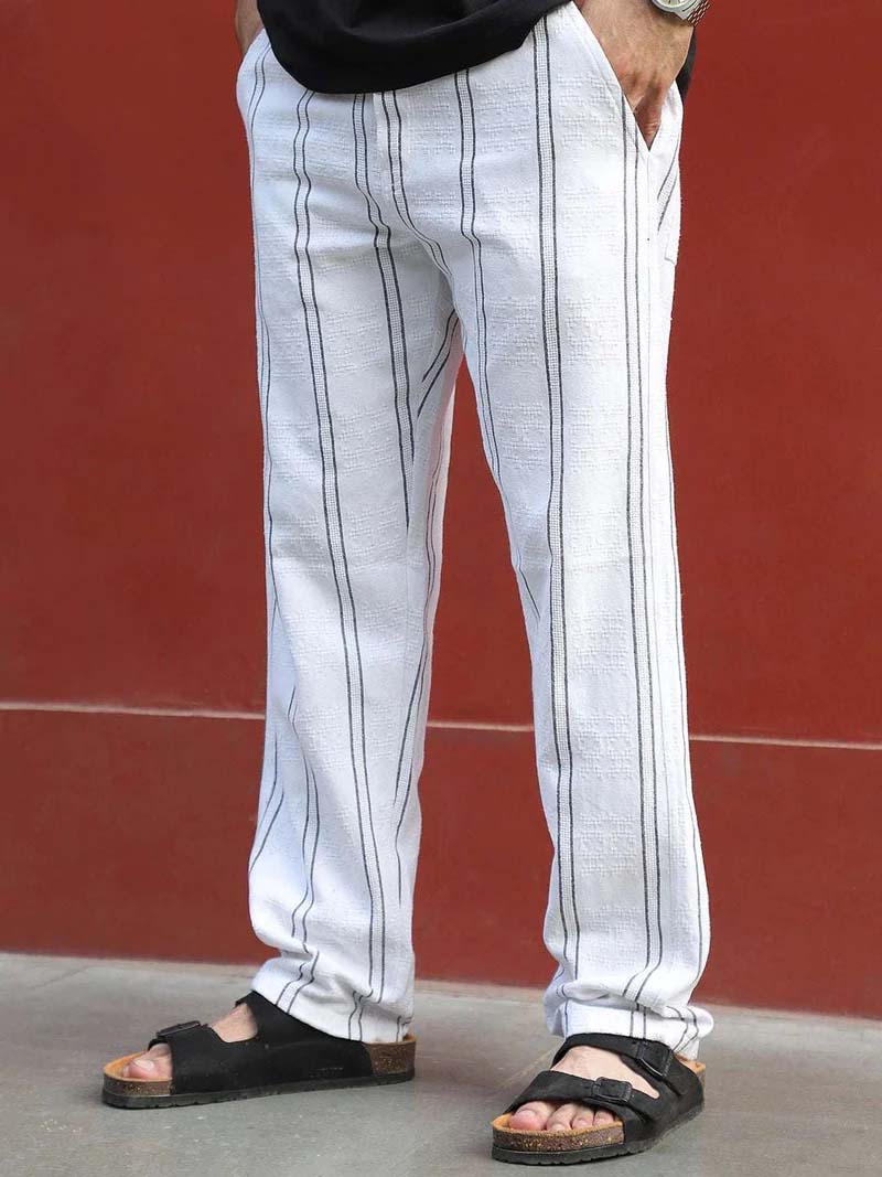 Zayden White Stripe Baggy Fit Trouser