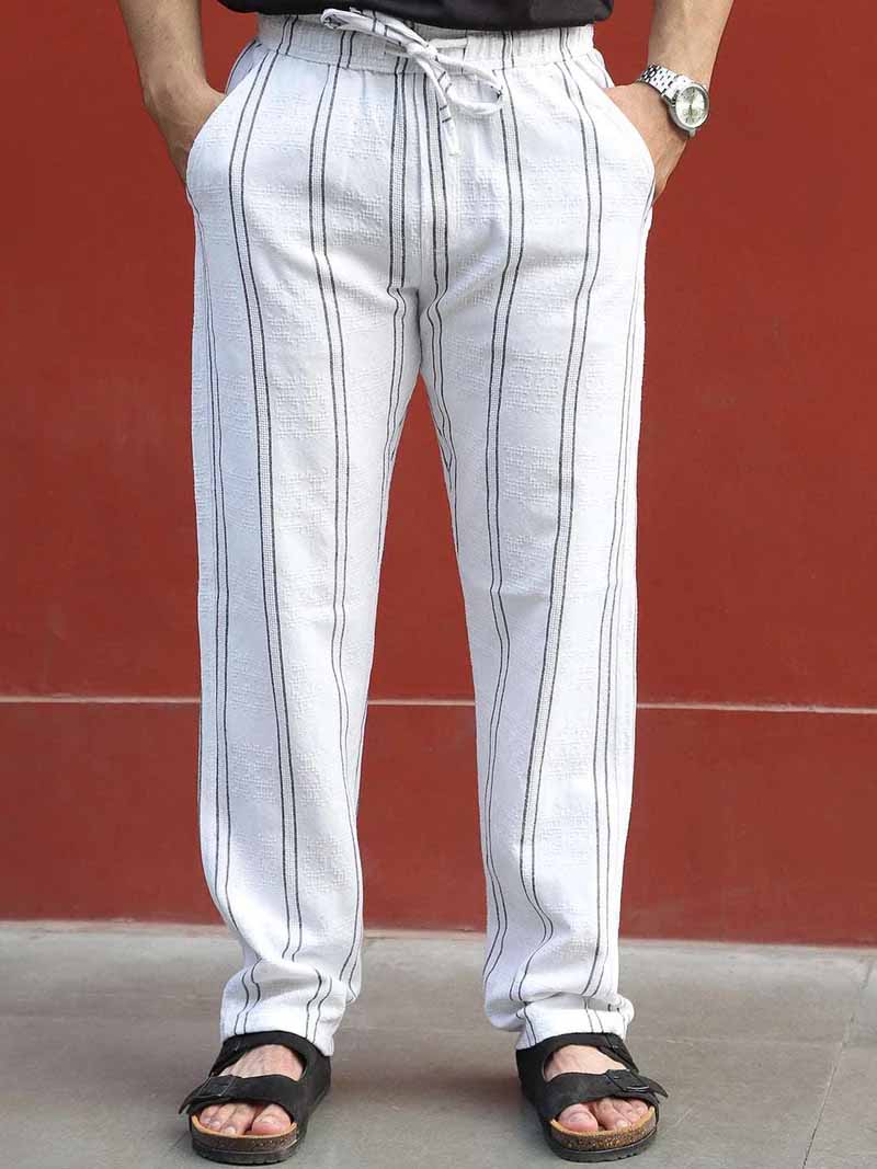 Zayden White Stripe Baggy Fit Trouser