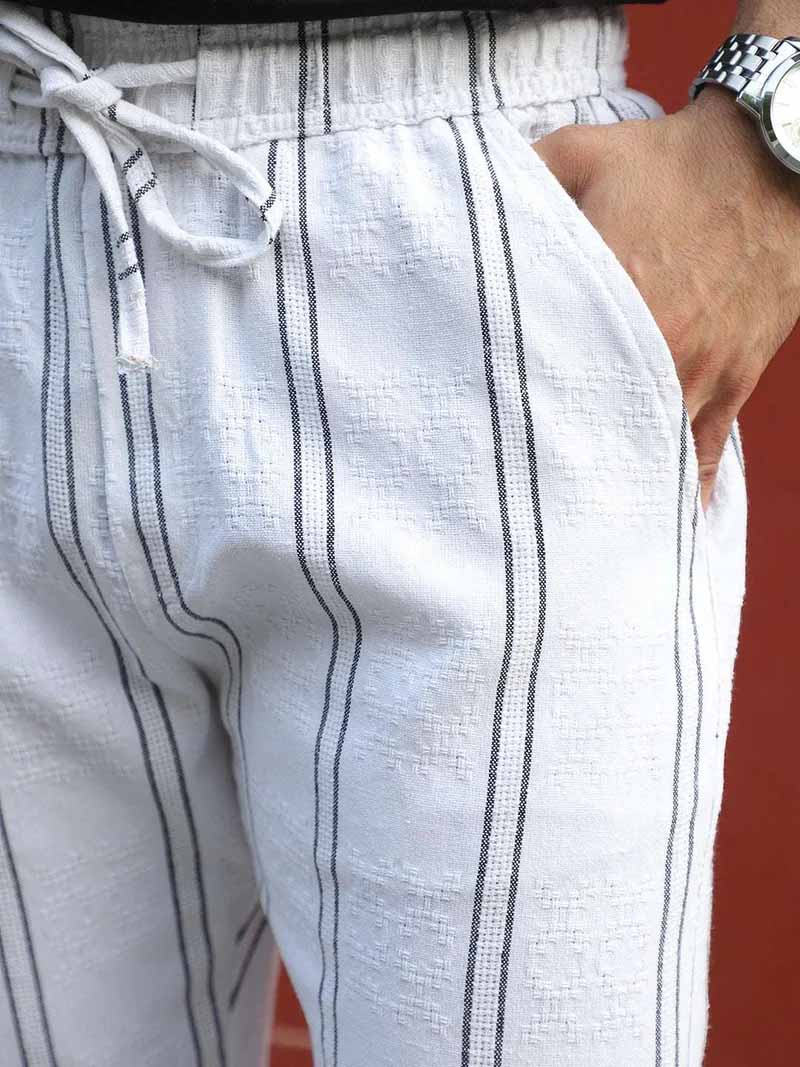 Zayden White Stripe Baggy Fit Trouser