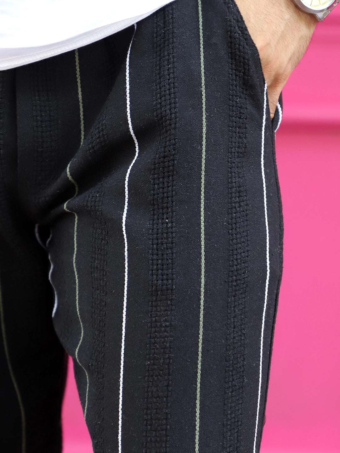 Kyzen Black Stripe Baggy Fit Trouser