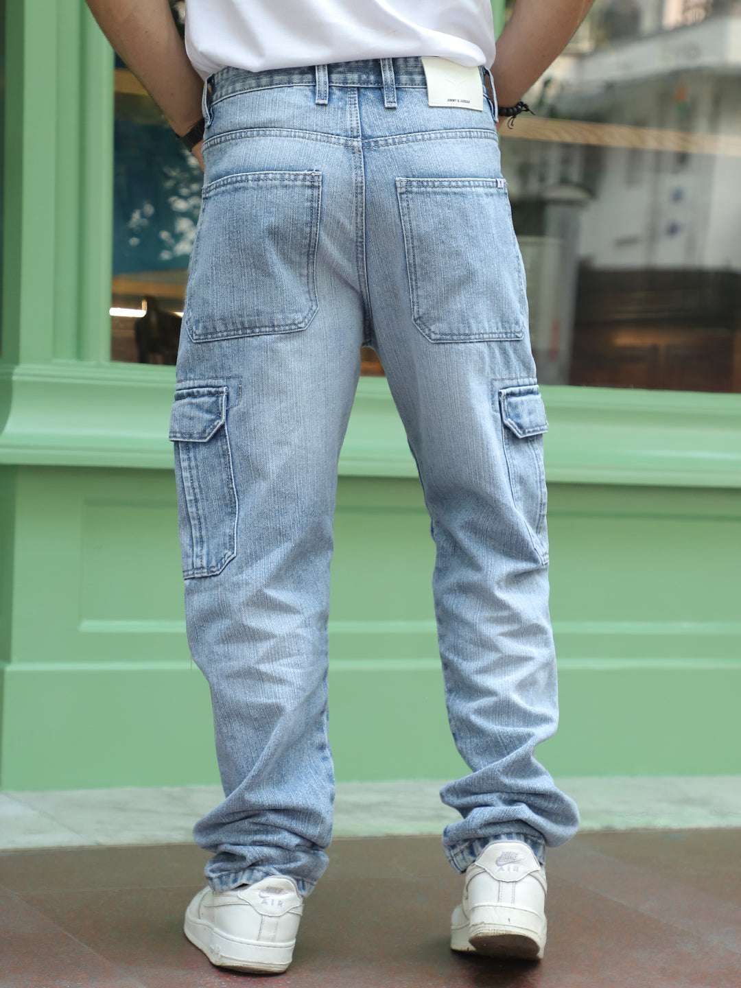 Caventor Ice Blue Baggy Fit Denim Cargo