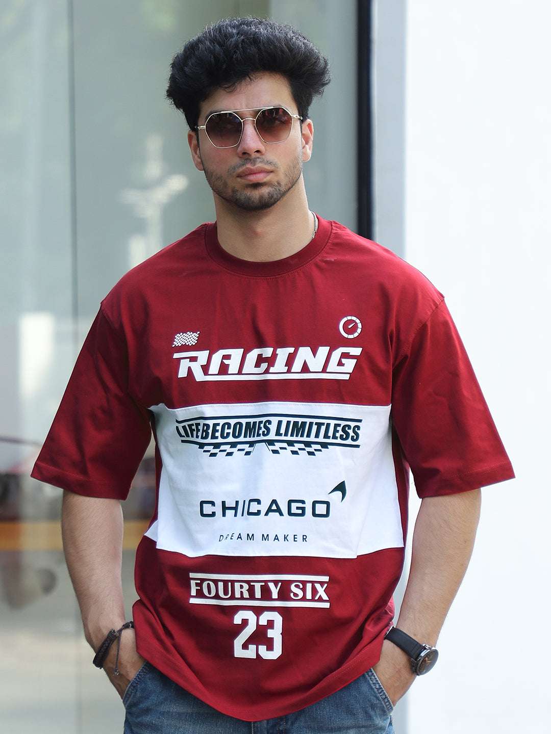 Adrenaline Rush Red Oversized T-Shirt