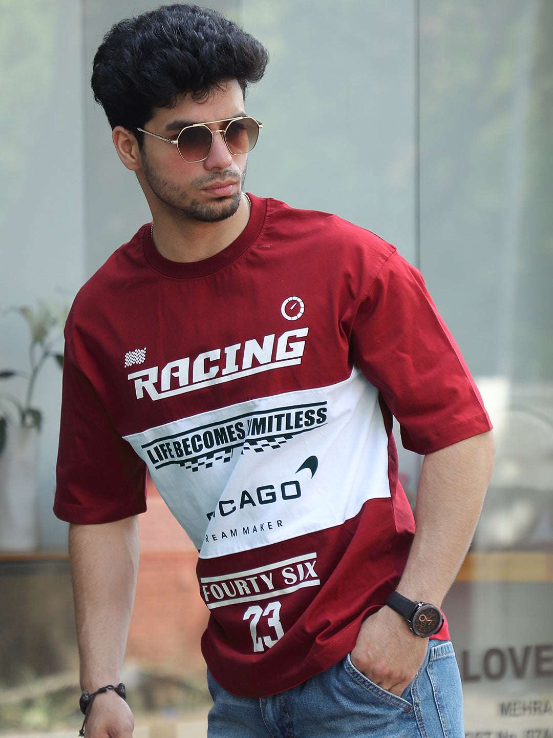 Adrenaline Rush Red Oversized T-Shirt