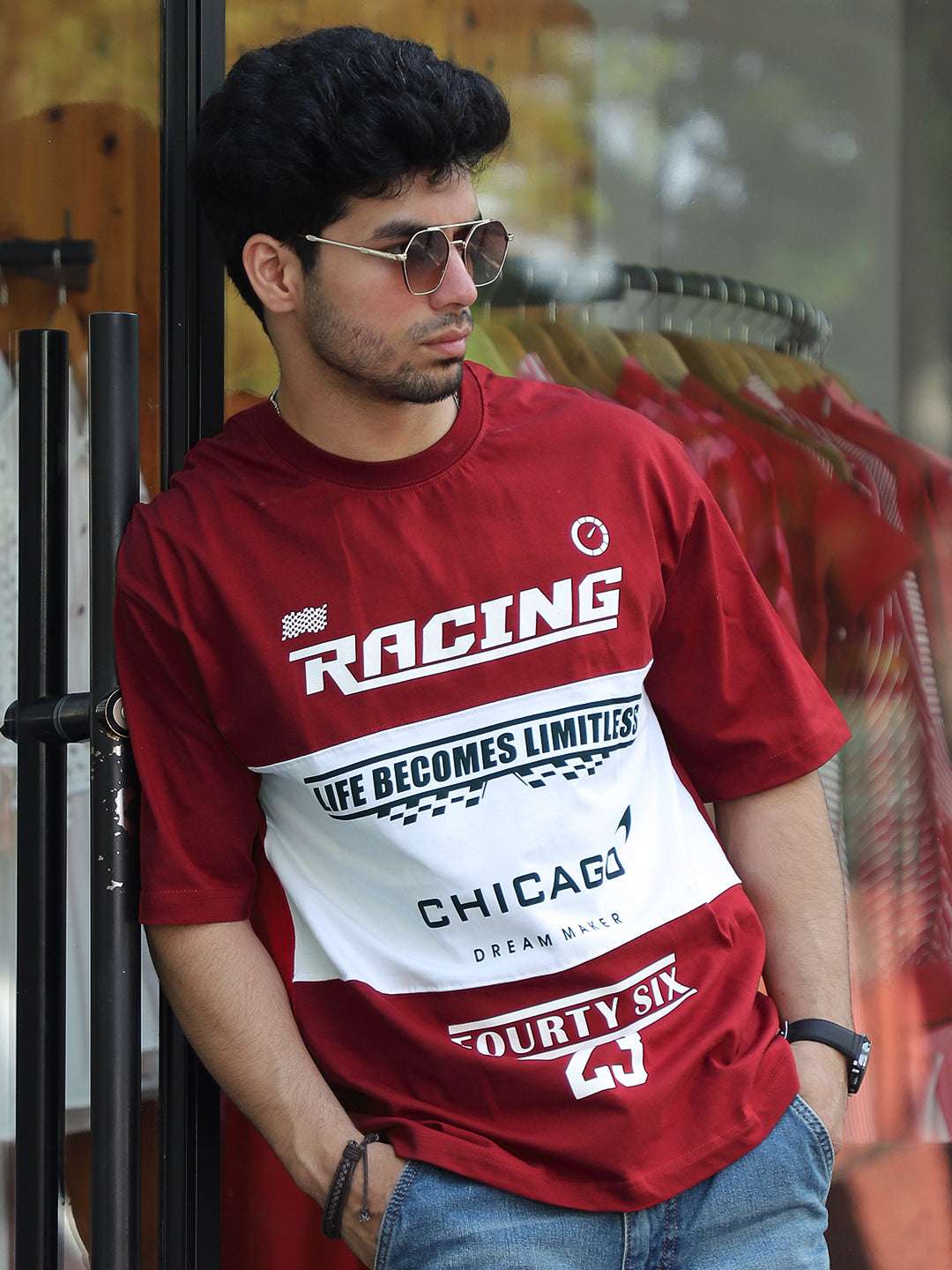 Adrenaline Rush Red Oversized T-Shirt