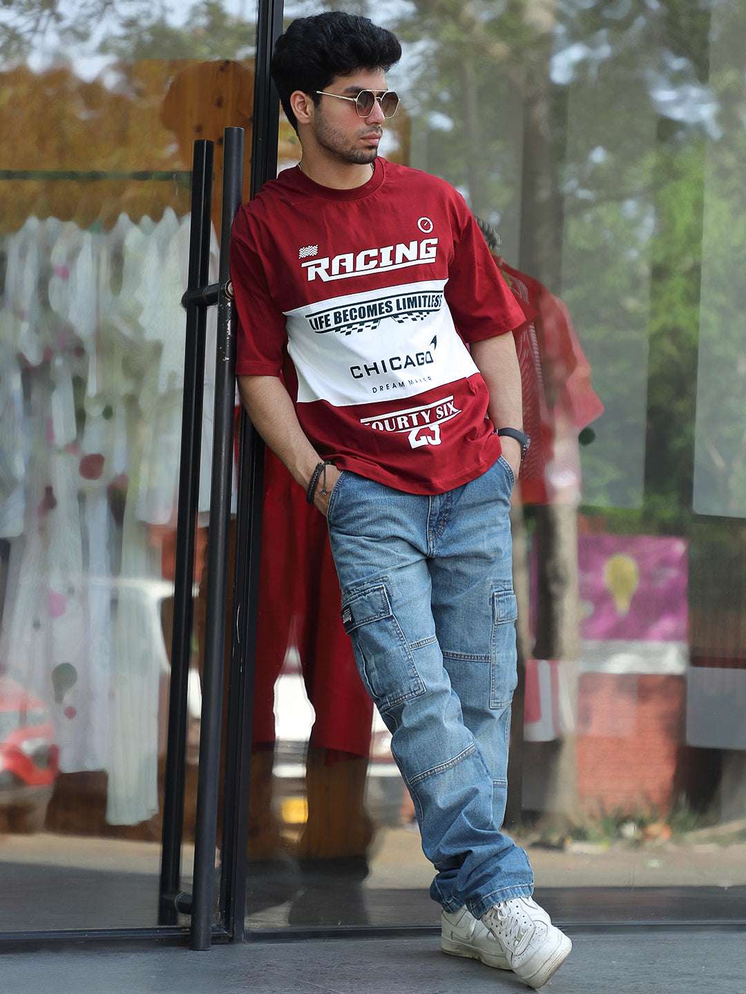 Adrenaline Rush Red Oversized T-Shirt