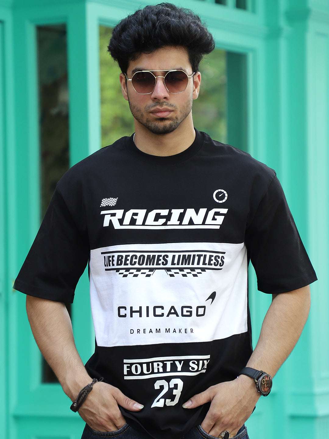 Adrenaline Rush Black Oversized T-Shirt