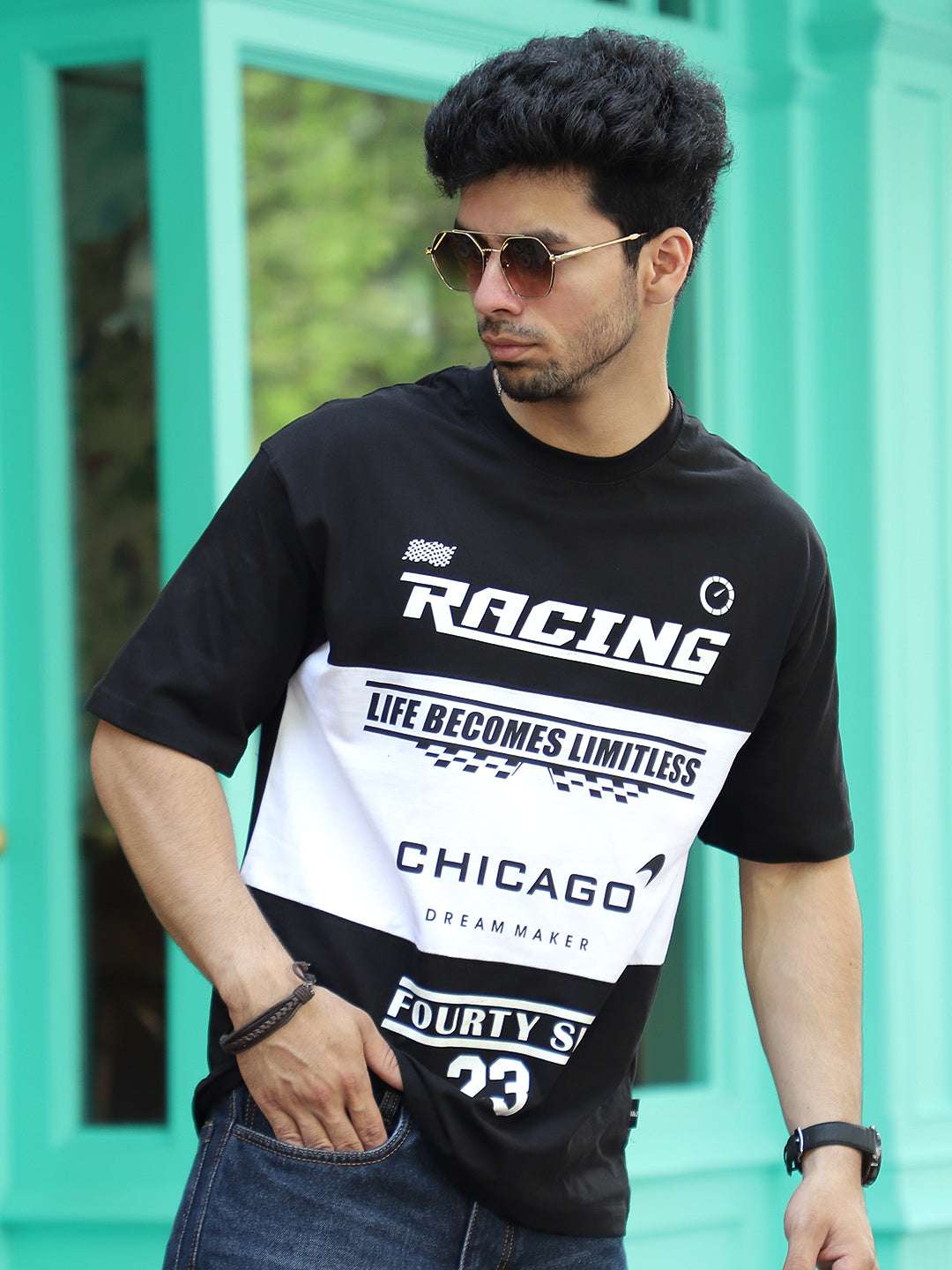 Adrenaline Rush Black Oversized T-Shirt
