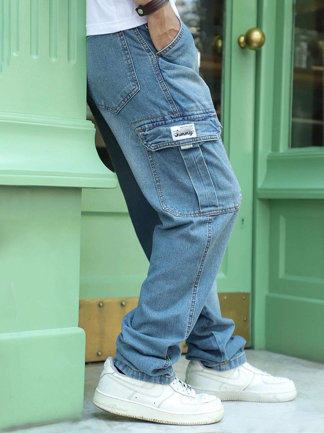 Vireon Tint Blue Baggy Fit Denim Cargo