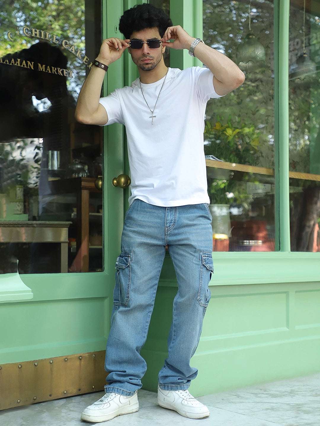 Vireon Tint Blue Baggy Fit Denim Cargo