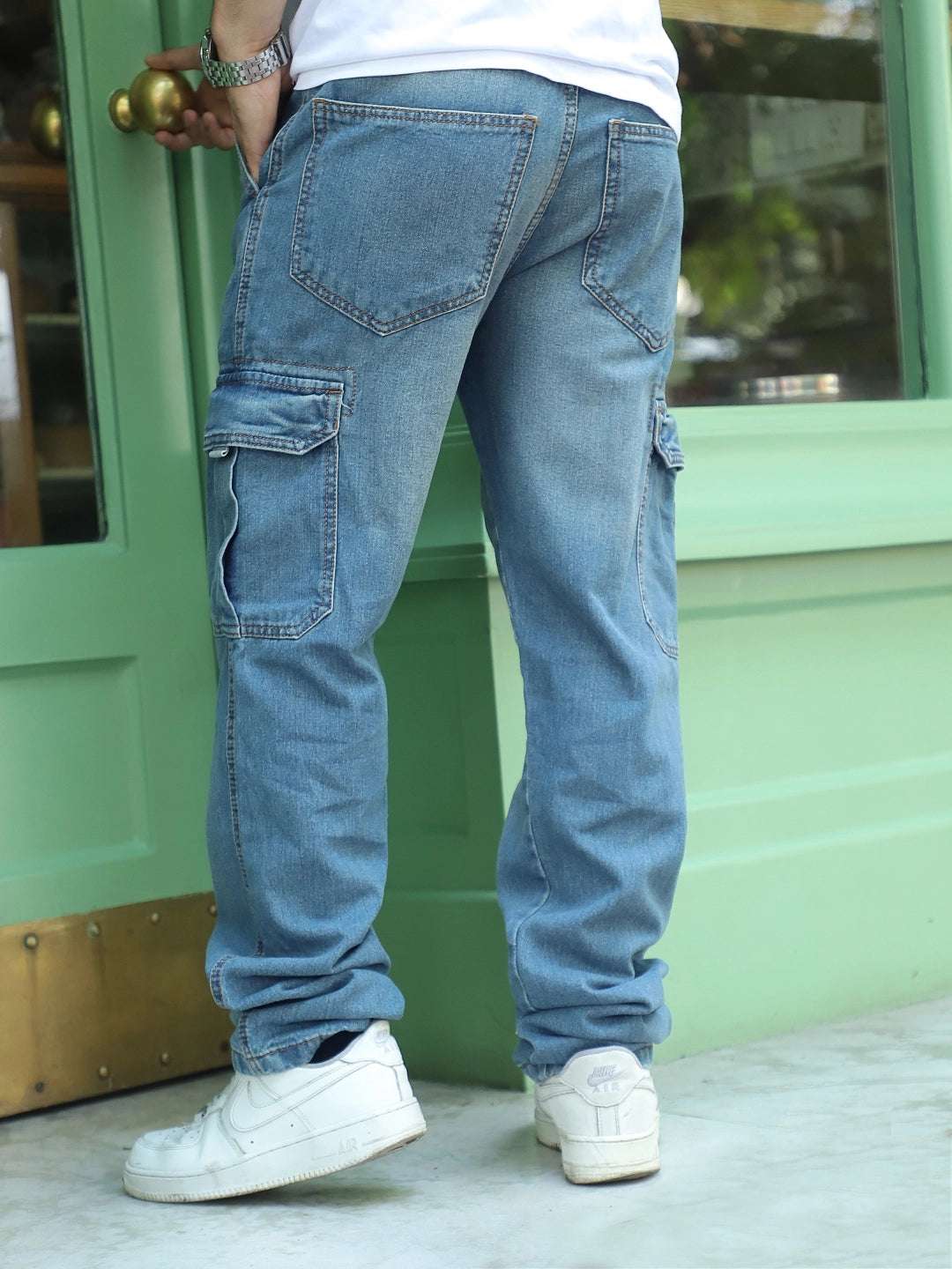 Vireon Tint Blue Baggy Fit Denim Cargo