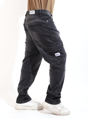 Charcoal Baggy Fit Denim Cargo