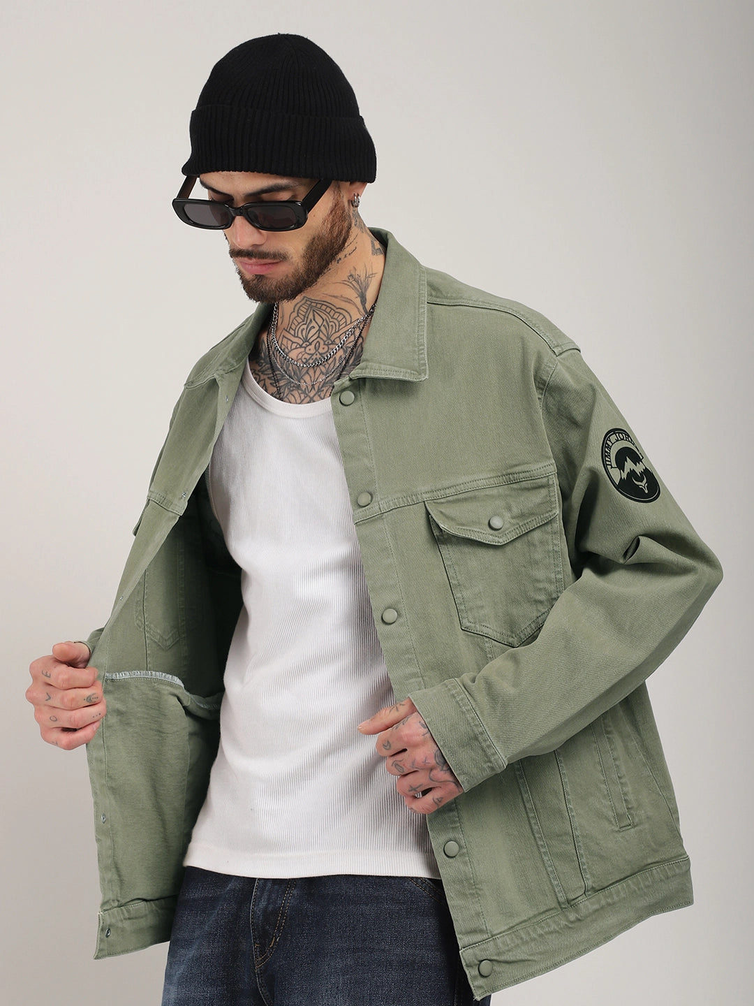 Green Denim Jacket for Men