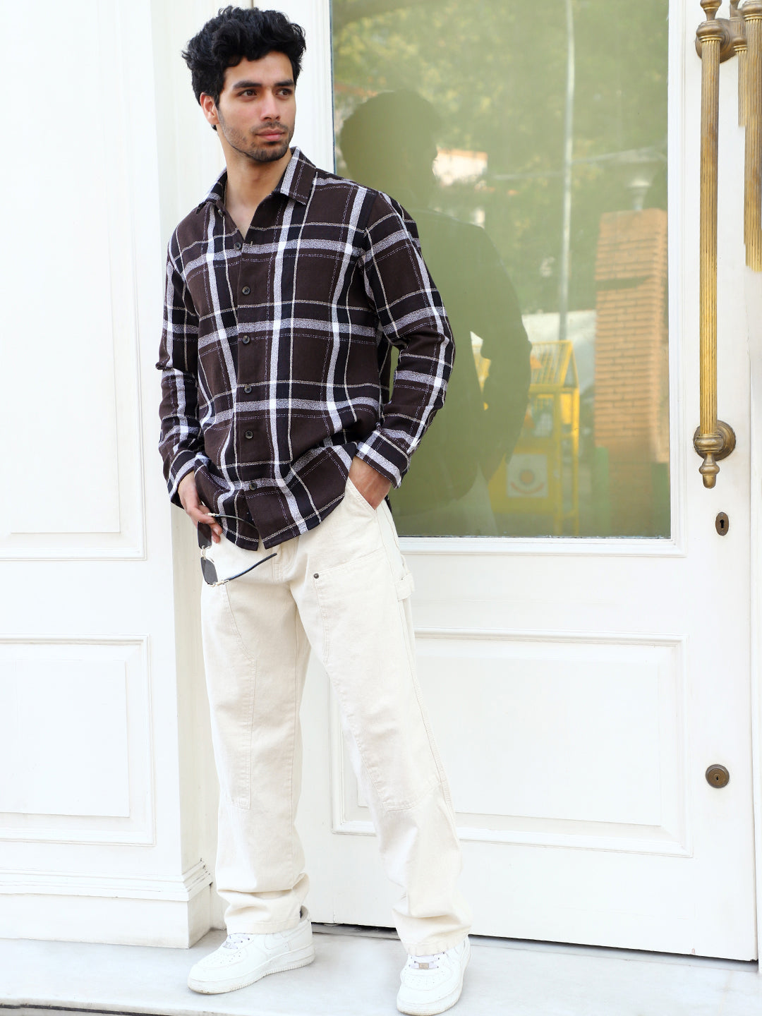 Bloom State Dark Brown Check Full Sleeve Shirt