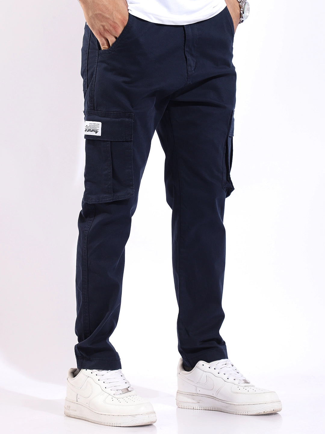 Sandroot Navy Blue Cotton Cargo