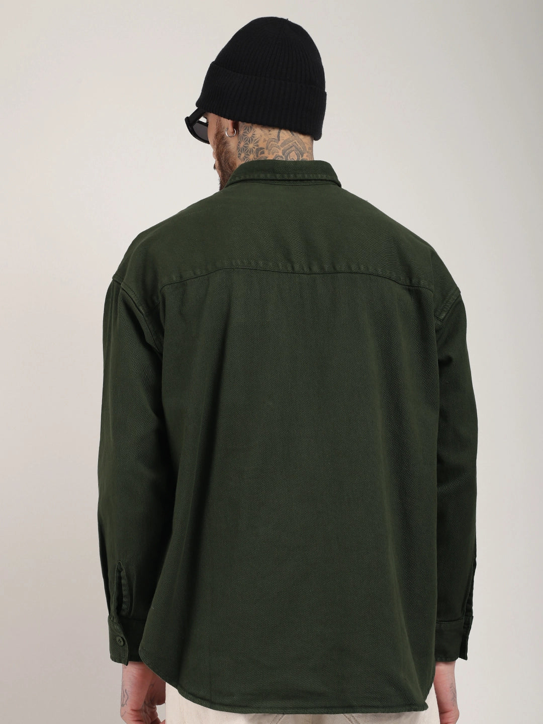 Crown Street Olive Green Oversized Denim Shirt